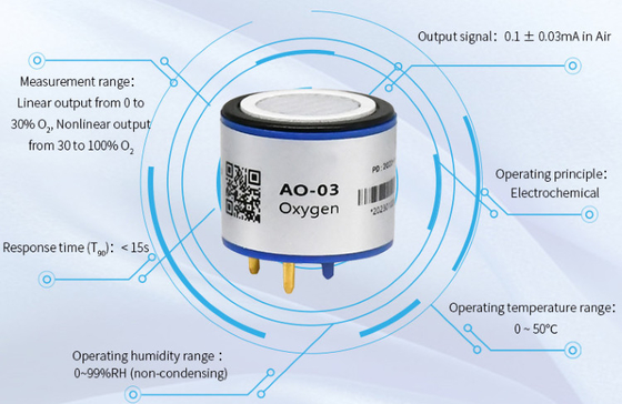 YJJ AO-03R Capteur d'oxygène O2 électrochimique portable peut remplacer 4OXV pour la détection de la concentration d'oxygène